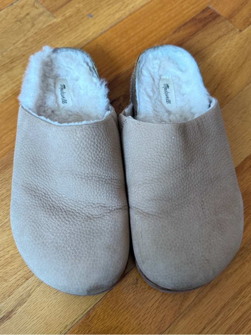 MADEWELL Women’s Beige The Layne Clog Mule in Nubuck and Shearling Size 6